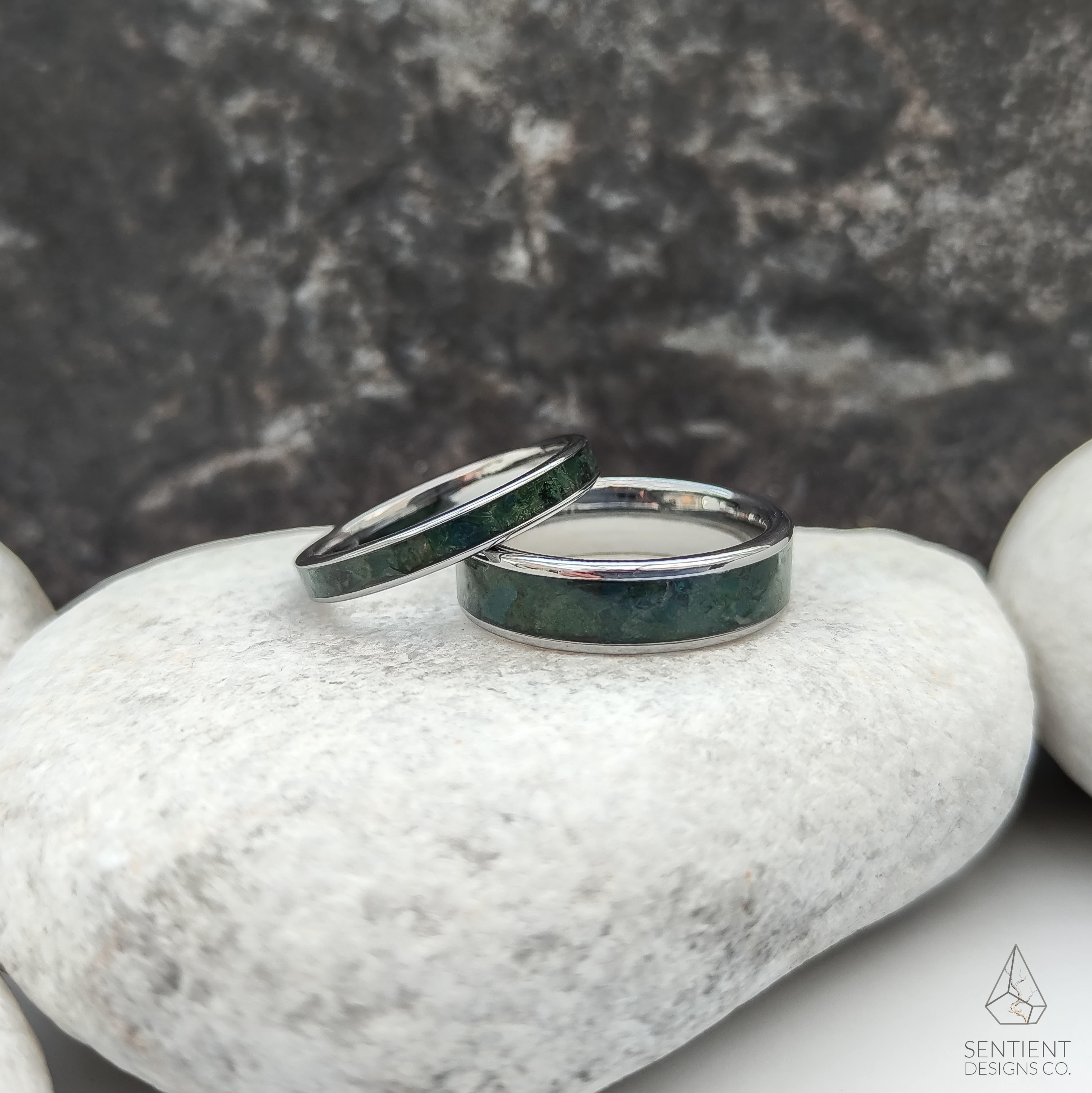Moss Agate Ring Set