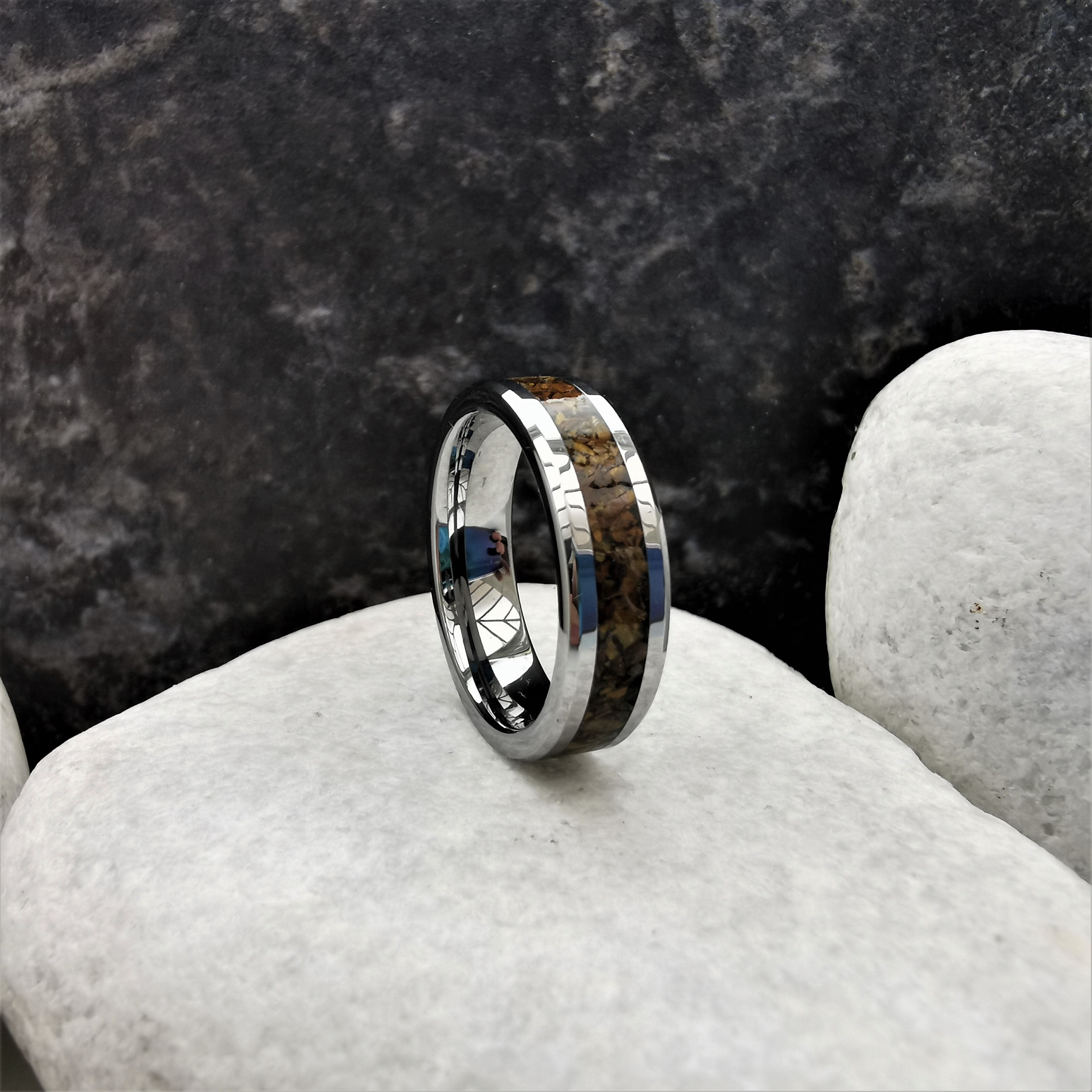 Tigers Eye Tungsten Ring Front