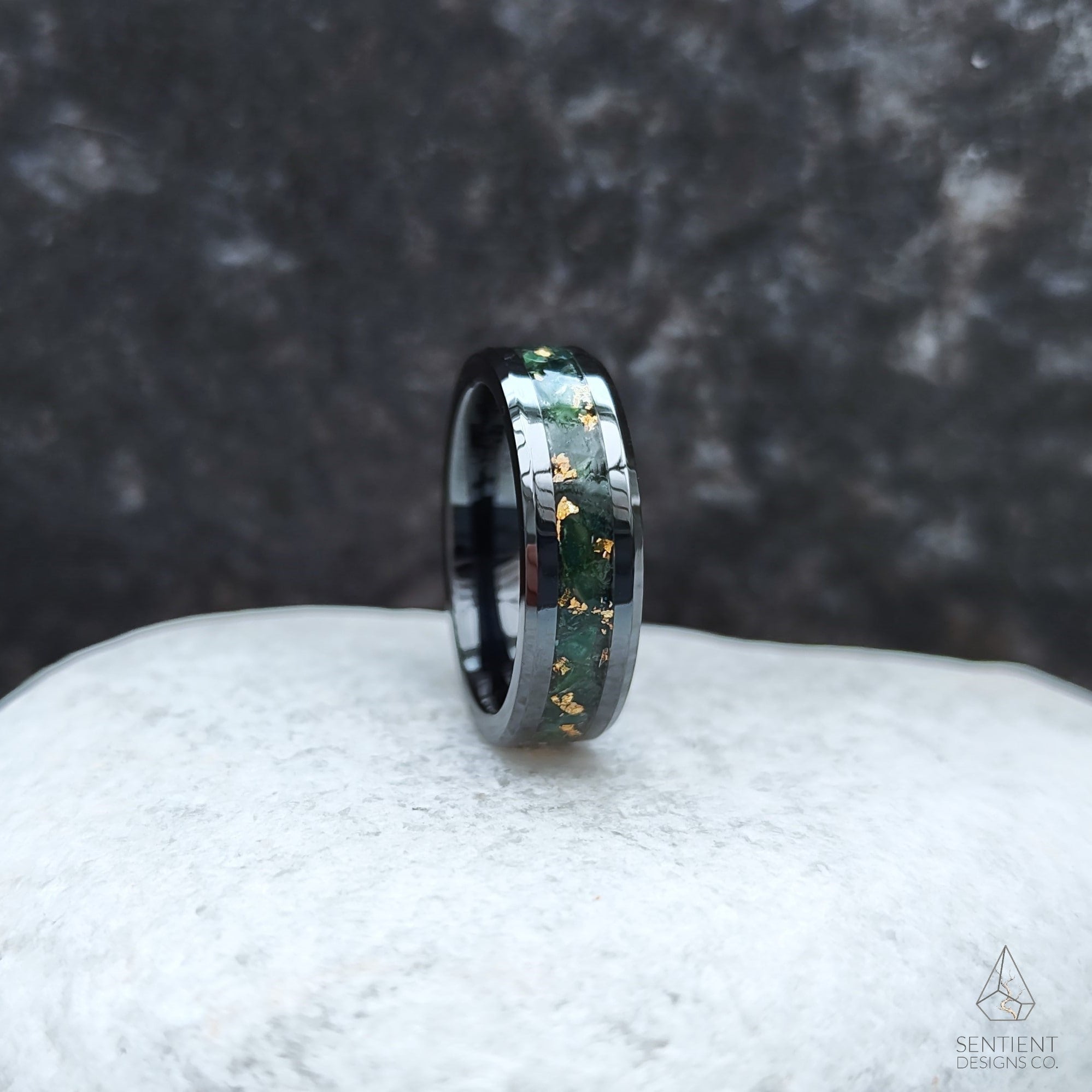 Moss Agate Glowstone Ring Front