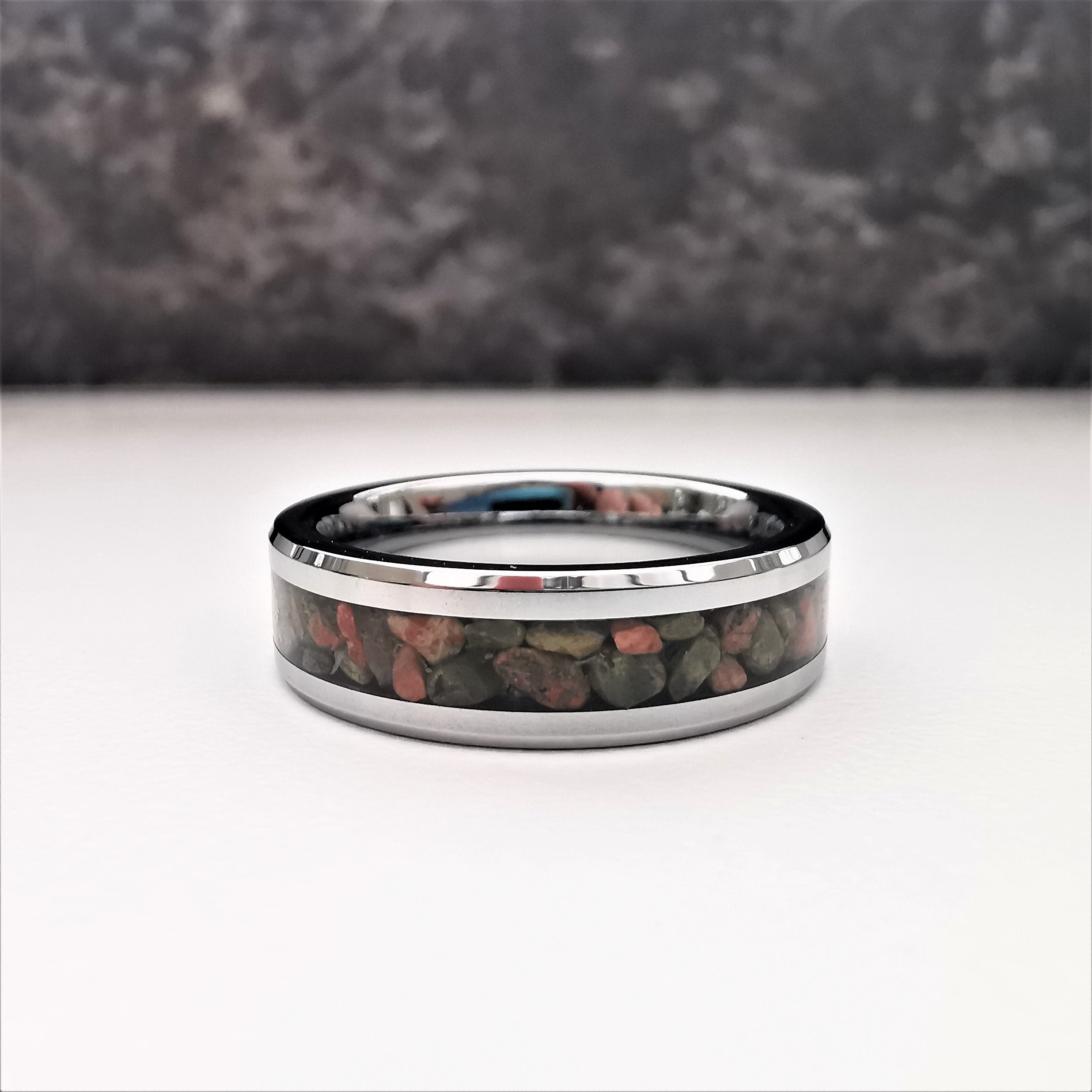 Unakite gemstone ring flat