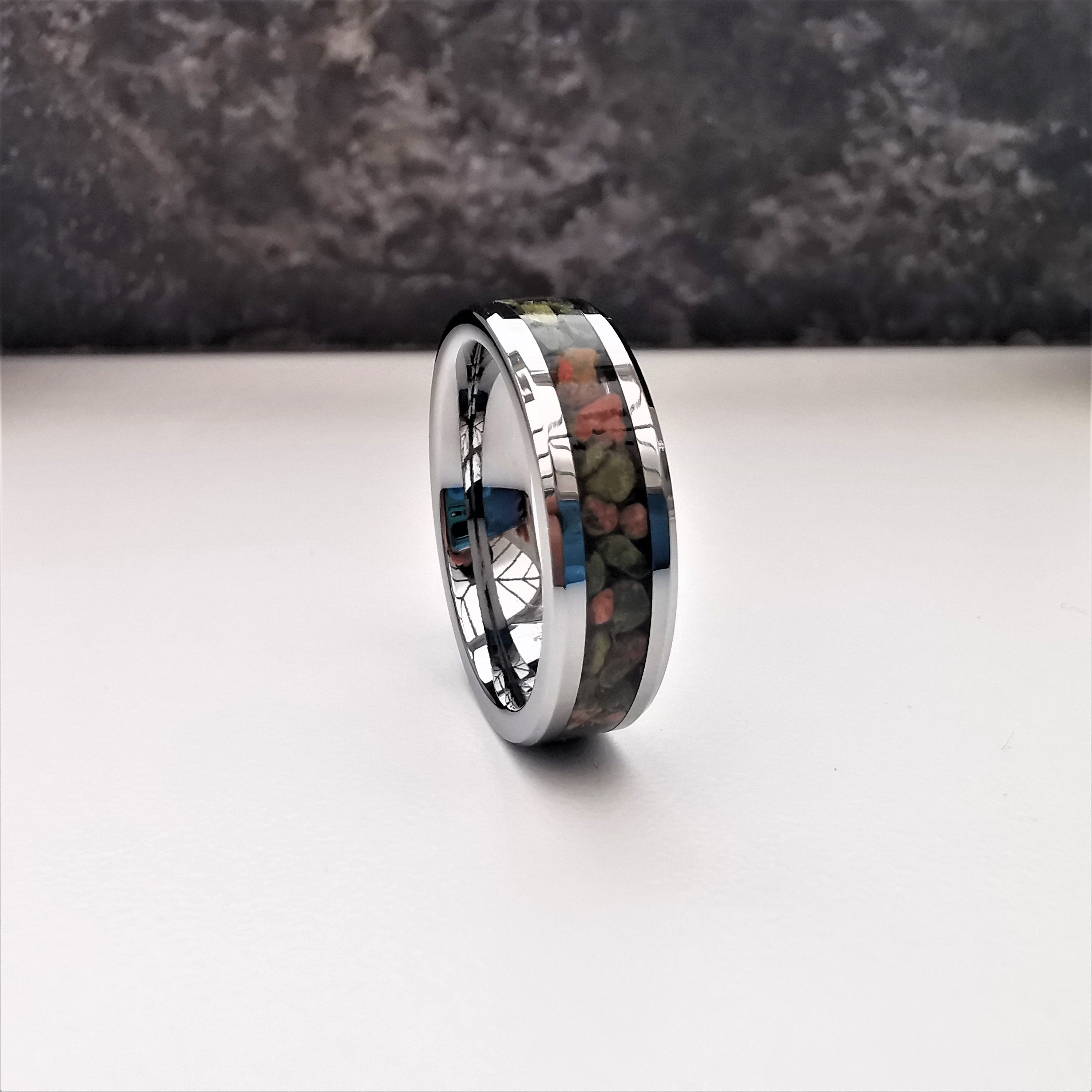 Unakite gemstone ring side