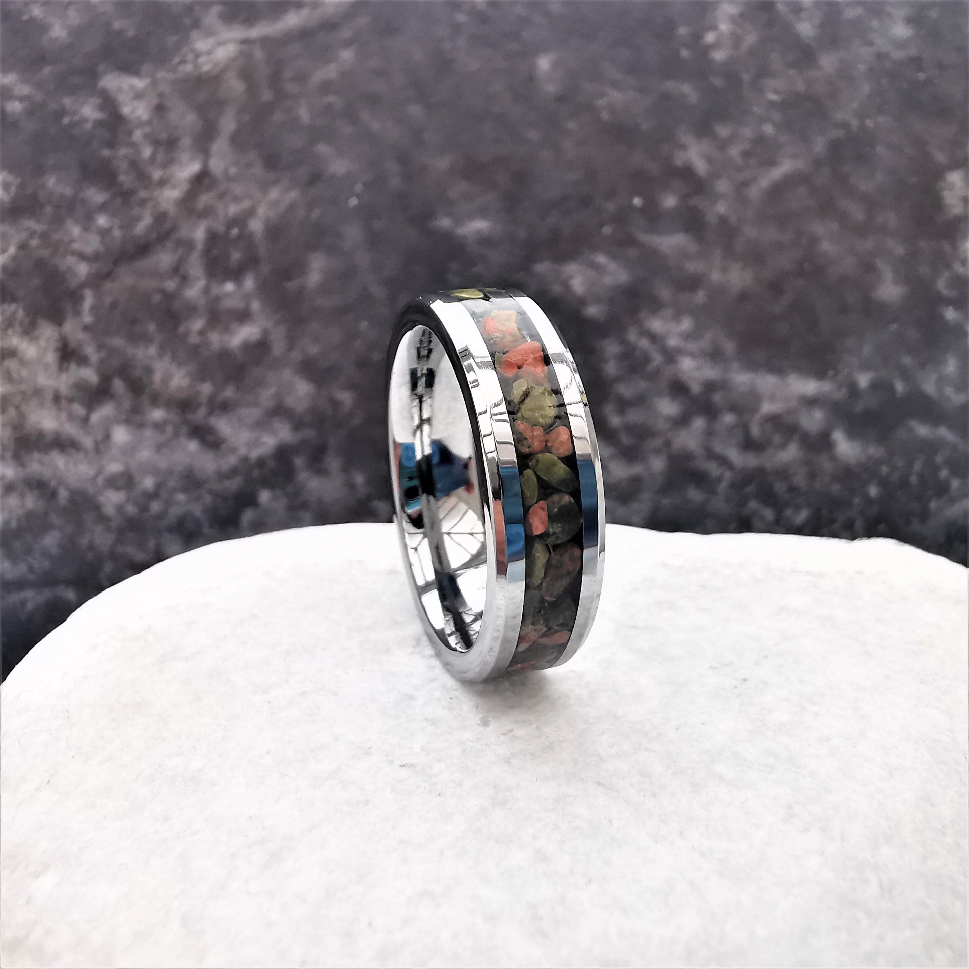 Unakite gemstone ring front