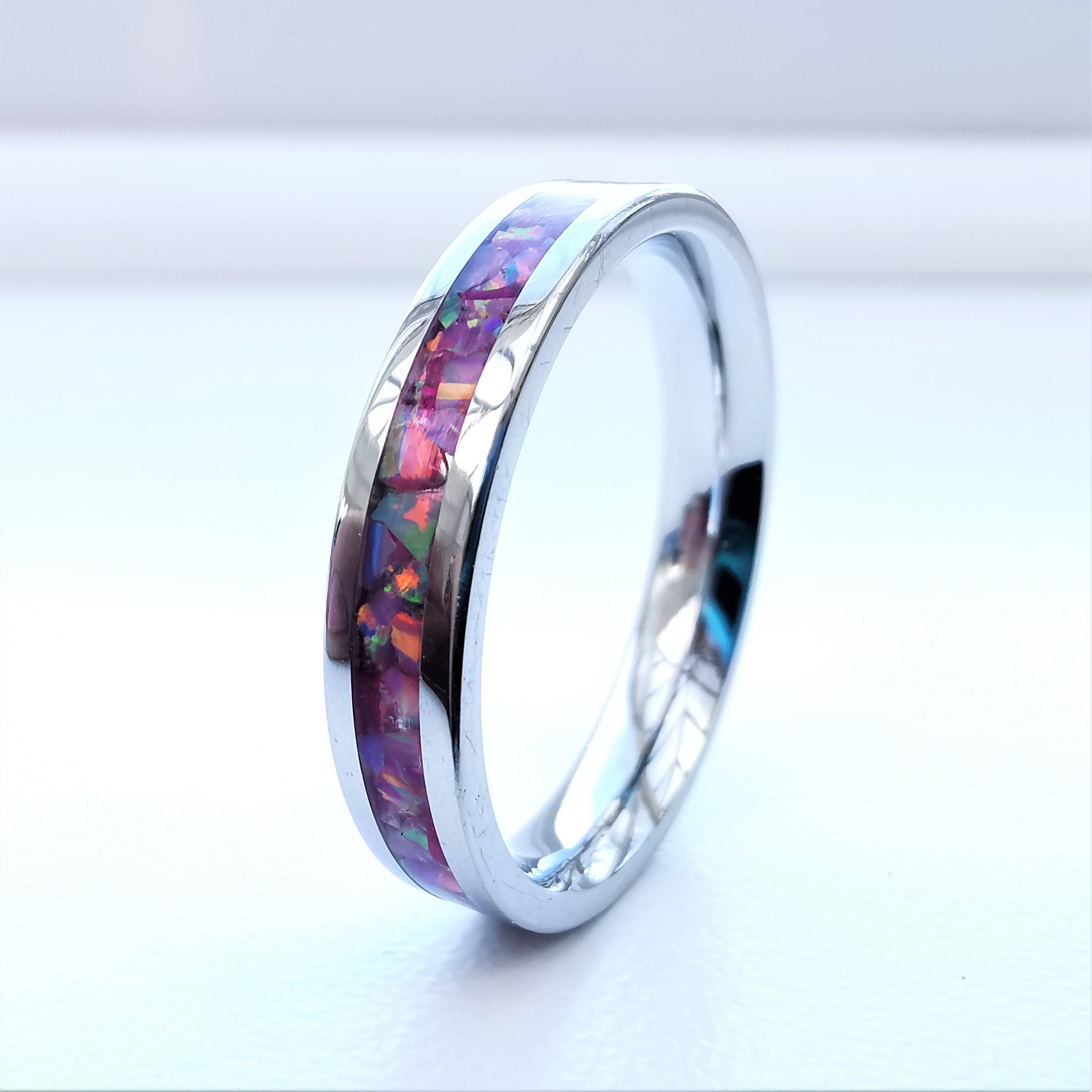 Thin Pink Opal Ring Close