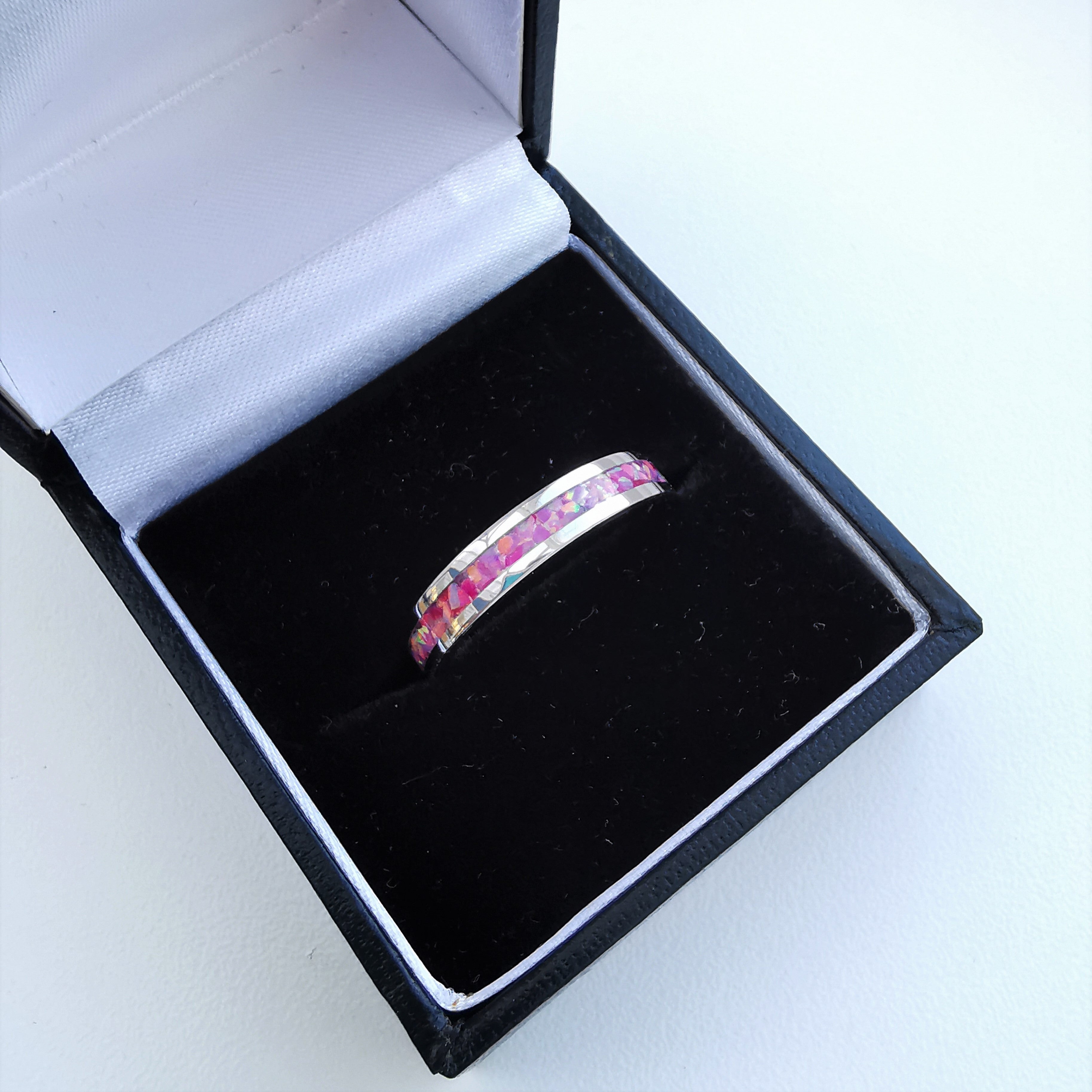 Thin Pink Opal Ring Boxed