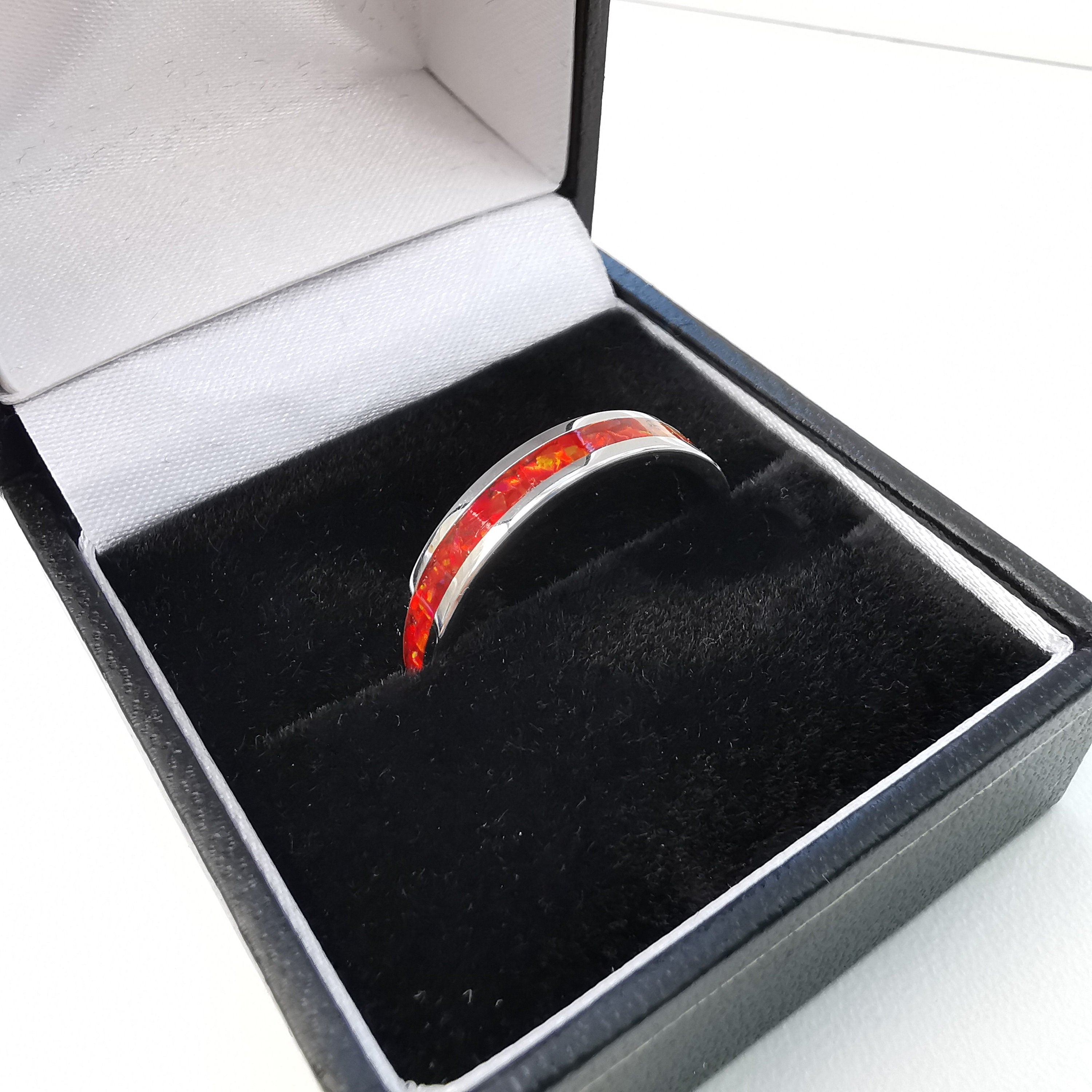 Thin Red Opal Ring Boxed