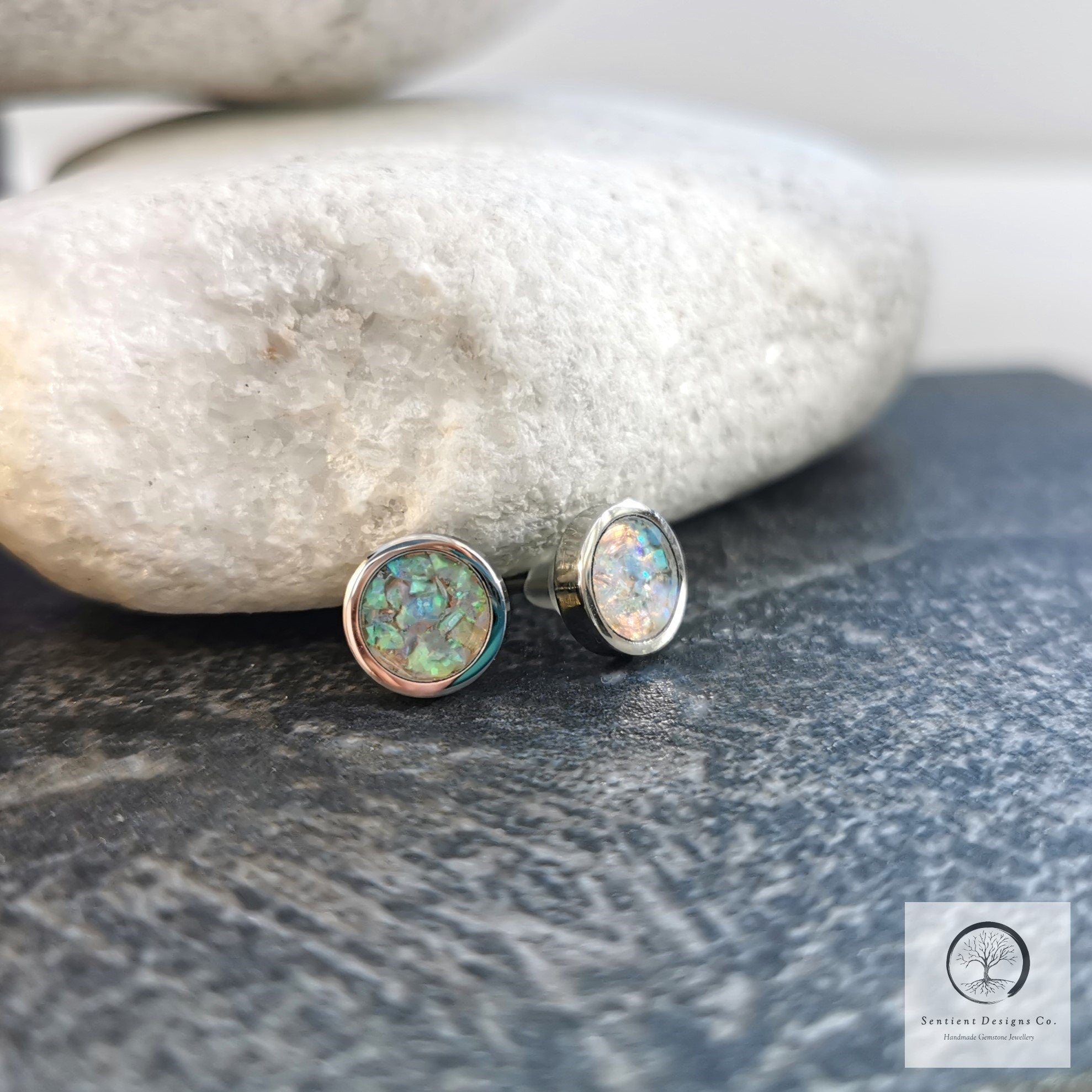 Opal Earrings White