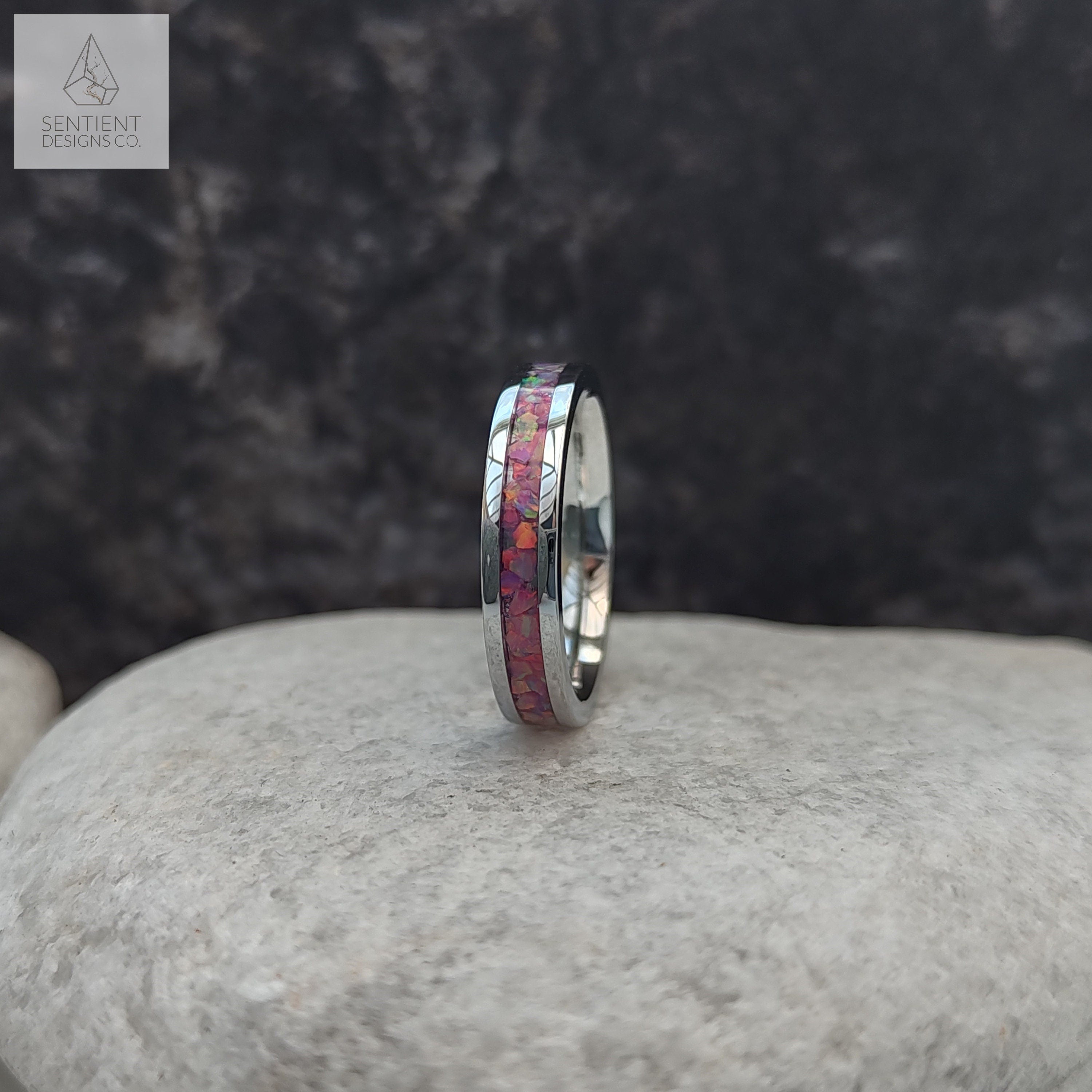 Thin Pink Opal Ring Side