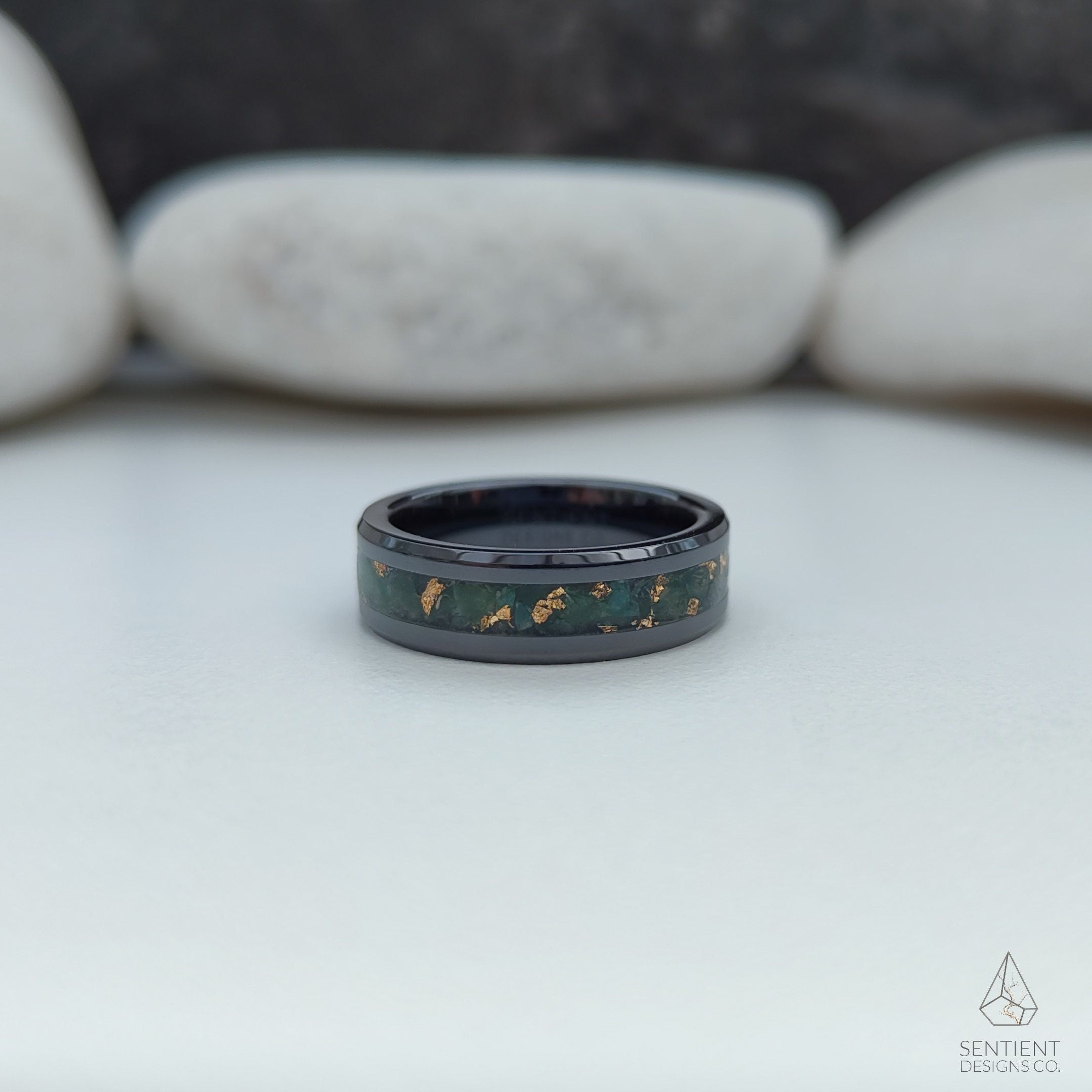 Moss Agate Glowstone Ring Flat