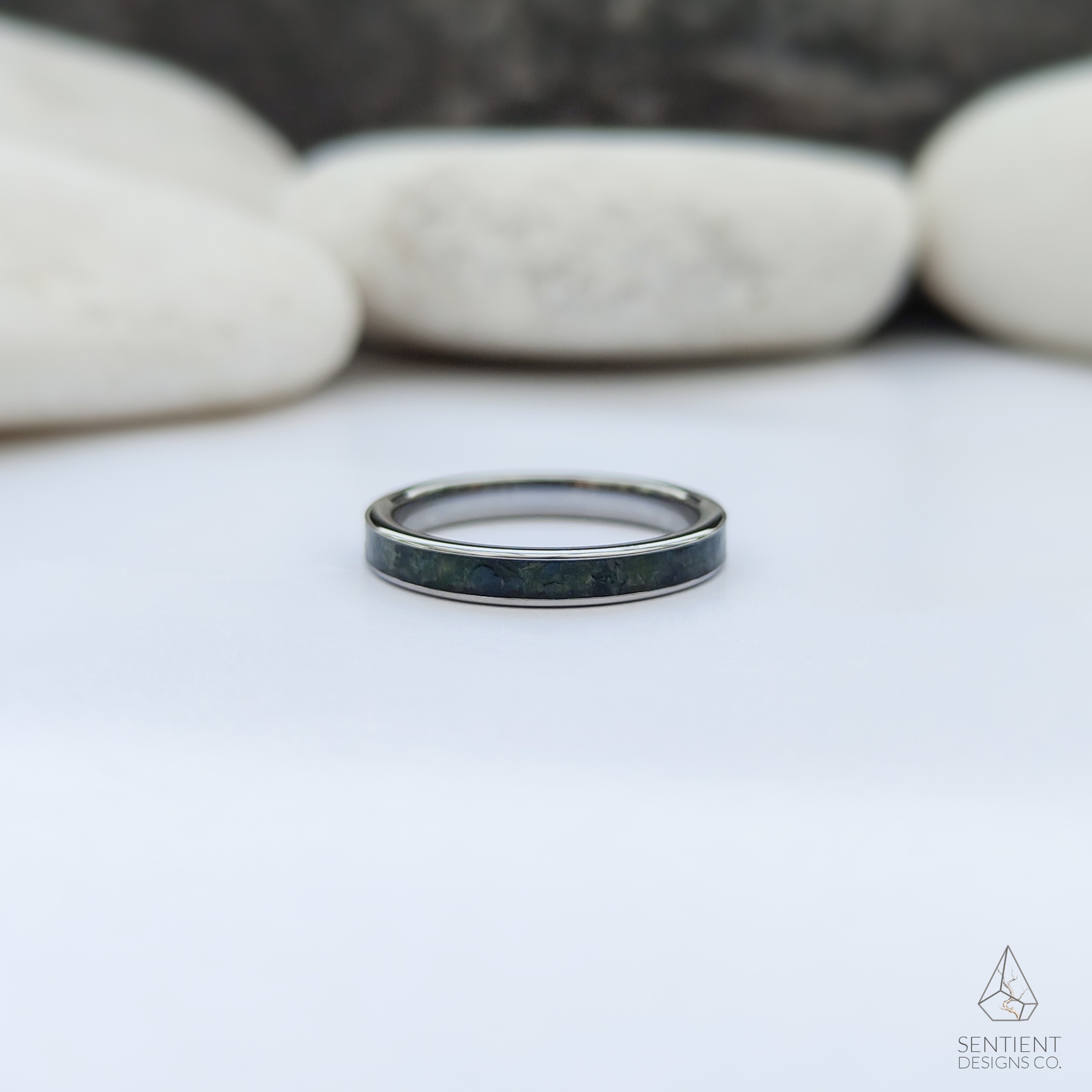 Thin Moss Agate Ring Flat